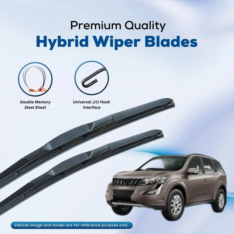 Premium hybrid wiper blades with double memory steel sheet and universal J/U hook for cars