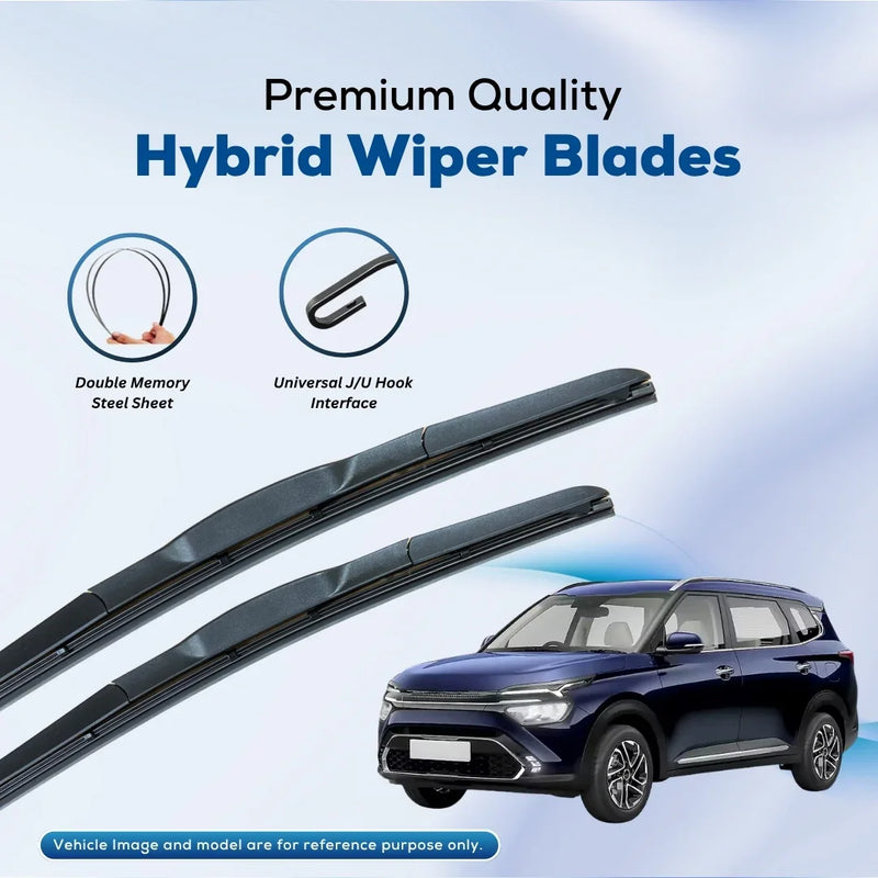 Premium hybrid wiper blades with double memory steel sheet and universal J/U hook for cars