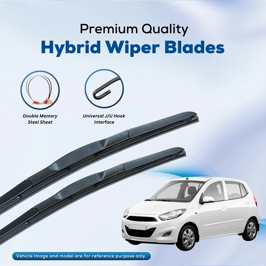 Premium hybrid wiper blades with double memory steel sheet and universal J/U hook for cars