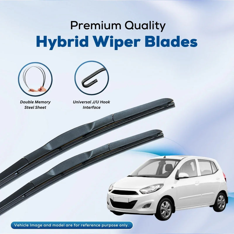 Premium hybrid wiper blades with double memory steel sheet and universal J/U hook for cars