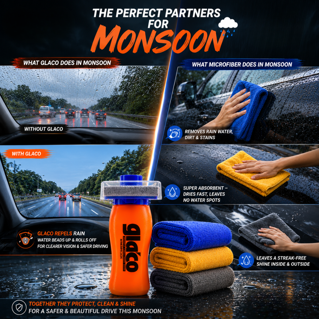 Soft99 Glaco DX + Microfiber Cloth Mansoon care Kit | Rain Repellent Glass Coating
