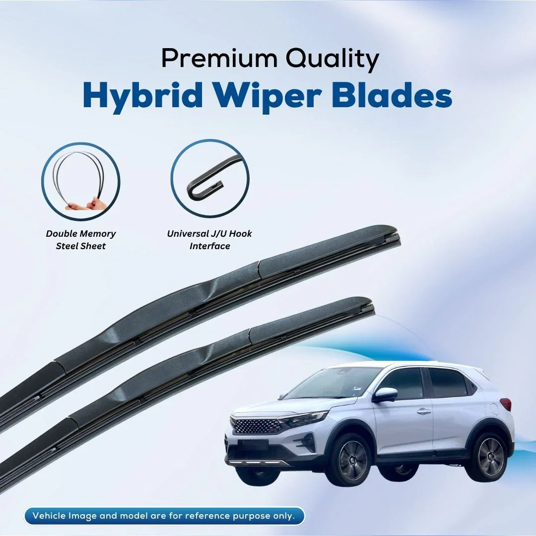 Premium hybrid wiper blades with double memory steel sheet and universal J/U hook for cars